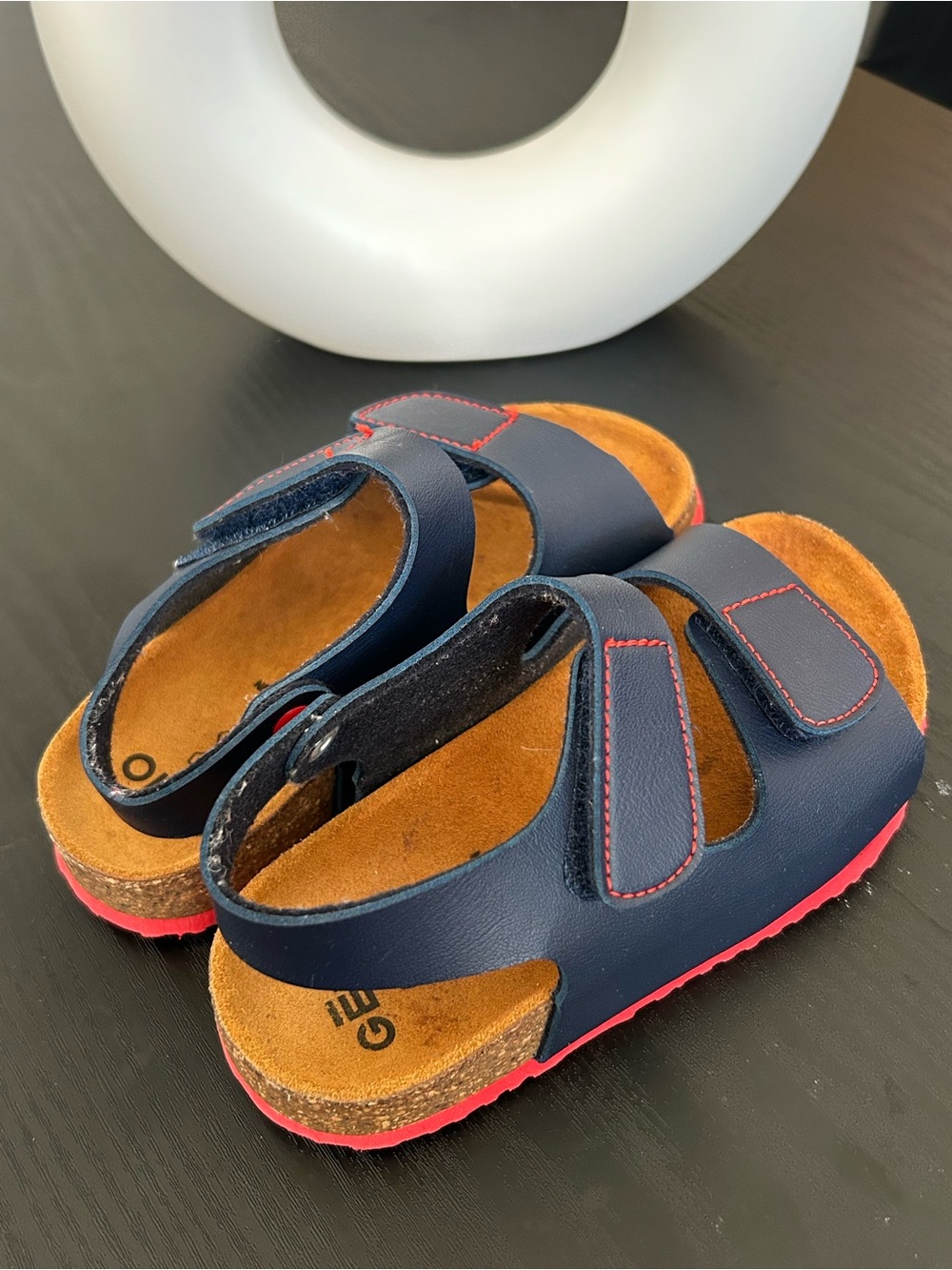 Gemo Kids Navy Blue Leather Cork Footbed Sandals